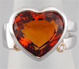 Кольцо с цитрином Мадейра в форме сердца и бриллиантами!