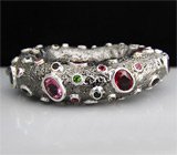 Браслет из серебра 925 пробы с турмалинами и сапфирами.